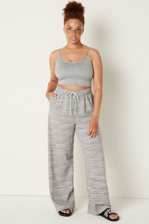 Black Victoria's Secret Wide Leg Jogger | MOU-981506