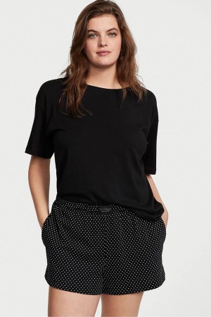 Black White Dots Victoria's Secret Knit Short Pyjamas | AKX-948516