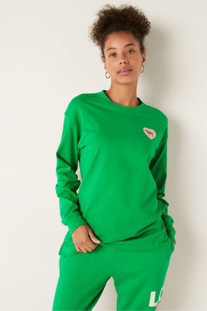 Bloom Green Victoria's Secret Long Sleeve T-Shirt | ISV-326951