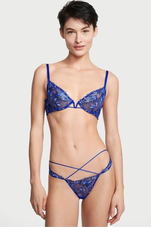 Blue Butterfly Embroidery Victoria's Secret Very Sexy Embroidered Knickers | NGO-360185