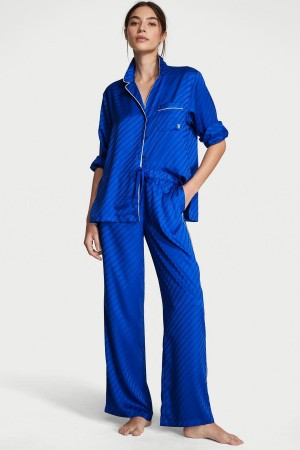 Blue Oar Victoria's Secret Satin Long Pyjamas | QIY-185947