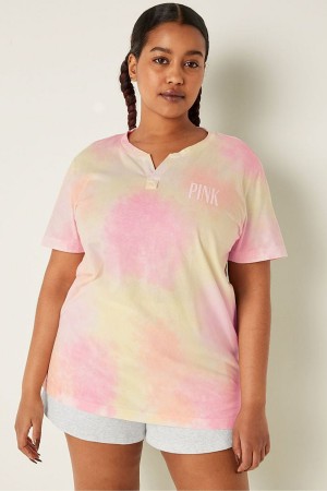 Blue Skyway Tie Dye Victoria's Secret V Neck Short Sleeve T-Shirt | TLA-071824