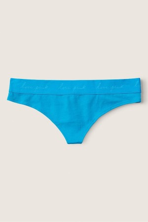 Bright Marine Blue Victoria's Secret Cotton Logo Thong Knickers | ZIL-905173