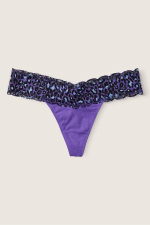 Bright Marine Blue Victoria's Secret The Lacie Everyday Lace Trim Thong Knickers | RQD-897230