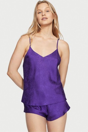 Brilliant Purple Victoria's Secret Draped Back Satin Cami Set | HFT-218603