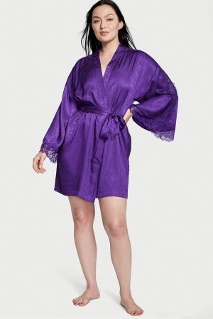 Brilliant Purple Victoria's Secret Lace Inset Robe | ZQD-782631