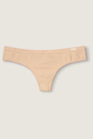 Buff Nude Victoria's Secret Seamless Thong Knickers | EXQ-840361