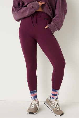 Burgundy Red Victoria's Secret Cotton High Waist Joggers | CQG-954378