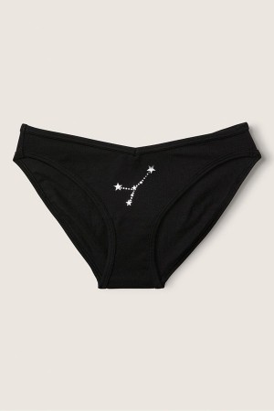 Cancer Black Victoria's Secret Stretch Cotton Astrology Cotton Bikini Knickers | OZL-624839