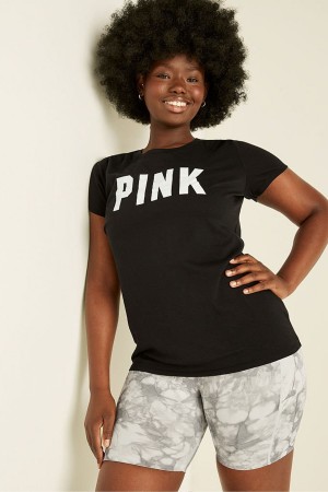 Capri Pink Script Logo Victoria's Secret Everyday T-Shirt | RZW-047395