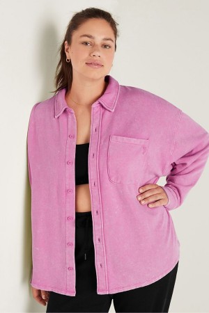 Chalk Blue Wash Victoria's Secret Fleece Shirt Jacket | GFU-182573