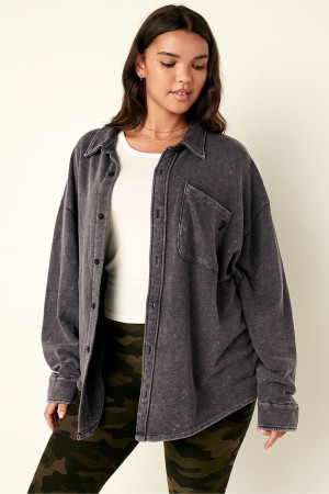 Chalk Blue Wash Victoria's Secret Fleece Shirt Jacket | QOP-326415