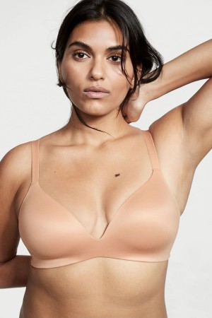 Champagne Nude Victoria's Secret Bare Smooth Lightly Lined Plunge Non Wired Bra | RFT-843570