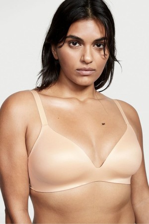 Champagne Nude Victoria's Secret Bare Smooth Lightly Lined Plunge Non Wired Bra | GZL-071963