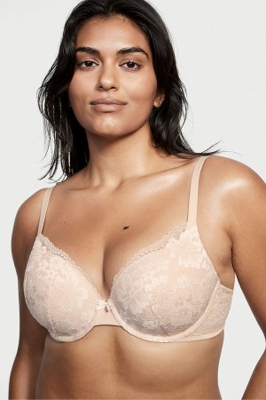 Champagne Nude Victoria's Secret Body by Victoria Lace Full Cup Push Up Bra | XJN-902361