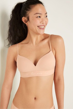 Champagne Nude Victoria's Secret Wear Everywhere Smooth Non Wired Push Up T-Shirt Bra | AQL-704916