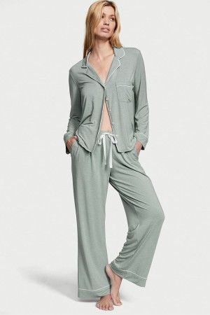 Charcoal Grey Victoria's Secret Modal Long Pyjamas | RYB-945876