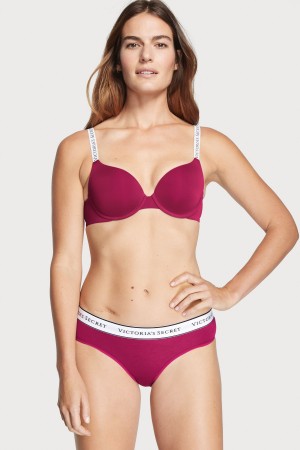 Claret Red Victoria's Secret Stretch Cotton Logo Knickers | TUZ-325410