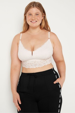 Coconut White Victoria's Secret Lace Longline Bralette | MAJ-057146