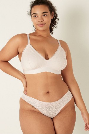 Coconut White Victoria's Secret Lace Unlined Triangle Bralette | OCI-107546