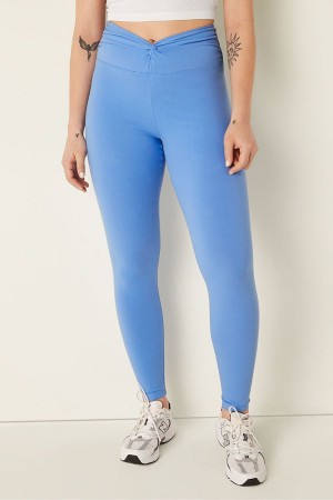 Cornflower Blue Victoria's Secret Cotton Twist Waist Full Length Leggings | WDM-154872