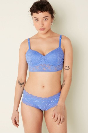 Cornflower Blue Victoria's Secret Lace Wired Push Up Bralette | UQR-931786