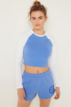 Cornflower Blue Victoria's Secret Long Sleeve Crop T-Shirt | RTV-712856