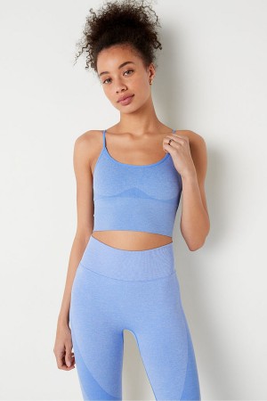 Cornflower Blue Victoria's Secret Seamless Lightly Lined Sports Crop Bra | HNW-018632