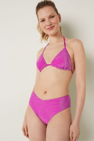 Dahlia Magenta Pink Victoria's Secret Shimmer High Waist Cheeky Bikini Bottom | DNJ-534698