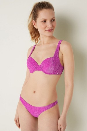 Dahlia Magenta Purple Victoria's Secret Shimmer Push Up Bikini Top | FYV-584203