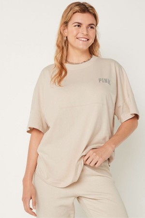 Dark Steel Grey Victoria's Secret Shine Oversized Short Sleeve T-Shirt | YVP-486902