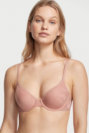 Demure Pink Victoria's Secret The T-Shirt Lightly Lined Logo Strap Full Cup Bra | IQJ-129638