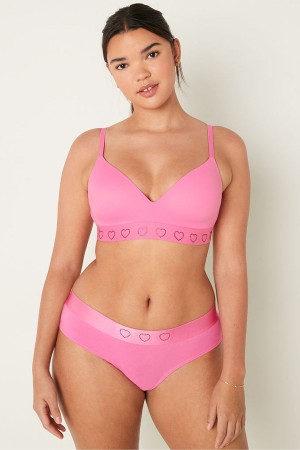 Dreamy Pink Heart Shine Victoria's Secret Wear Everywhere Smooth Lightly Lined Non Wired T-Shirt Bra | TFE-562817