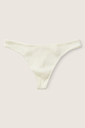 Dreamy Pink Pointelle Victoria's Secret Stretch Cotton Cotton Thong Knickers | NPB-384510