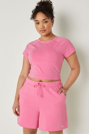 Dreamy Pink Victoria's Secret Crop Short Sleeve T-Shirt | WJY-236098