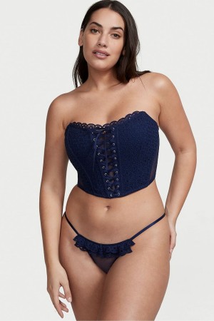 Ensign Navy Blue Victoria's Secret Dream Angels Broderie Knickers | UJV-395071