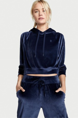 Ensign Navy Blue Victoria's Secret Velour Lounge Hoodie | LWJ-210684