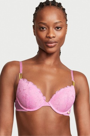 Faded Denim Blue Victoria's Secret Victorias Secret Push Up Lace Bra | NGI-745981