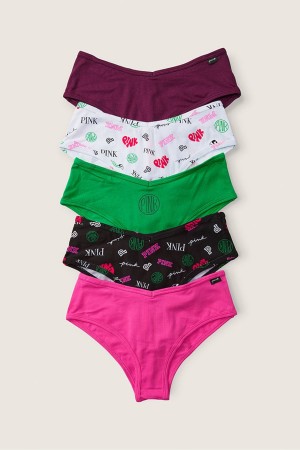 Fashion Pink Victoria's Secret Stretch Cotton Cotton Cheeky Knickers 5 Pack | DJW-297638