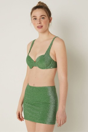 Forest Pine Green Victoria's Secret Shimmer Push Up Bikini Top | MHZ-560739