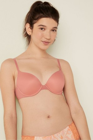 French Rose Pink Victoria's Secret Wear Everywhere Smooth Push Up T-Shirt Bra | GQB-047213