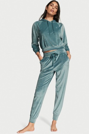 French Sage Green Victoria's Secret Velour Lounge Jogger | QKU-460185