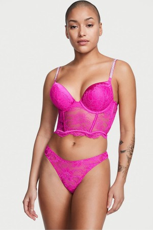 Fuchsia Frenzy Pink Victoria's Secret Very Sexy Shine Strap Cutout Back Thong Knickers | OAG-692750