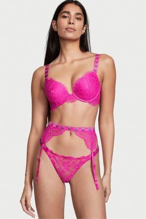 Fuschia Pink Victoria's Secret Very Sexy Shine Strap Suspenders | LBZ-827541