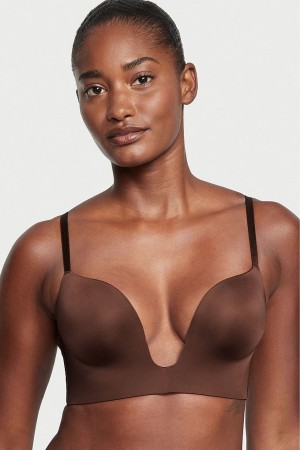 Ganache Brown Victoria's Secret Bare Smooth Plunge Low Back Bra | SUD-237856