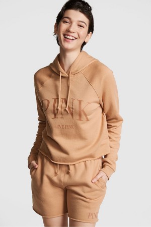 Golden Yellow Victoria's Secret Fleece Cropped Hoodie | FIP-579361