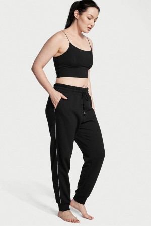 Graphic Pure Black Victoria's Secret Fleece Jogger | NQM-591403