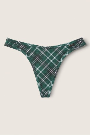 Green Plaid Victoria's Secret Cotton Thong Knicker | AXO-068714