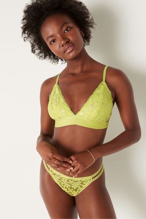 Green Spring Stars Foil Victoria's Secret Lace Unlined Triangle Bralette | YHN-861905