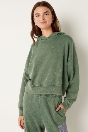 Green Wash Victoria's Secret Shine Crop Long Sleeve Hoodie | HDW-594310